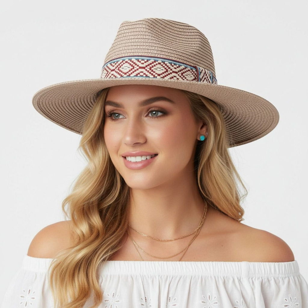 Pink Straw Panama Fedora