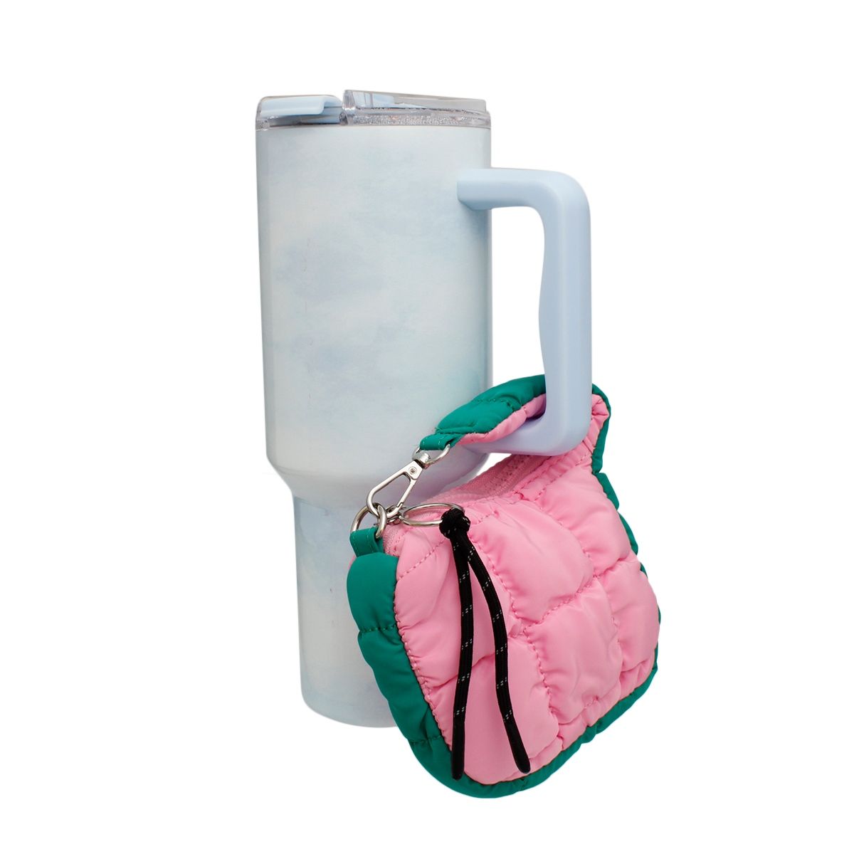 Pink and Green Keychain Quilted Mini Keychain Stanley Clip