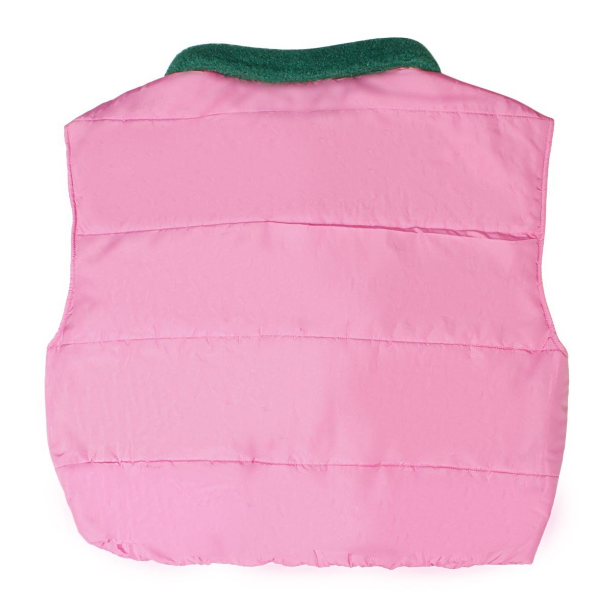 Pink green shearling vest back view bold fashion women