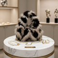 Shoulder Bag Cream and Black Fur Street Chic Purse