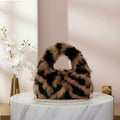 Shoulder Fur Bag Brown and Black Fur  Street Chic Purse