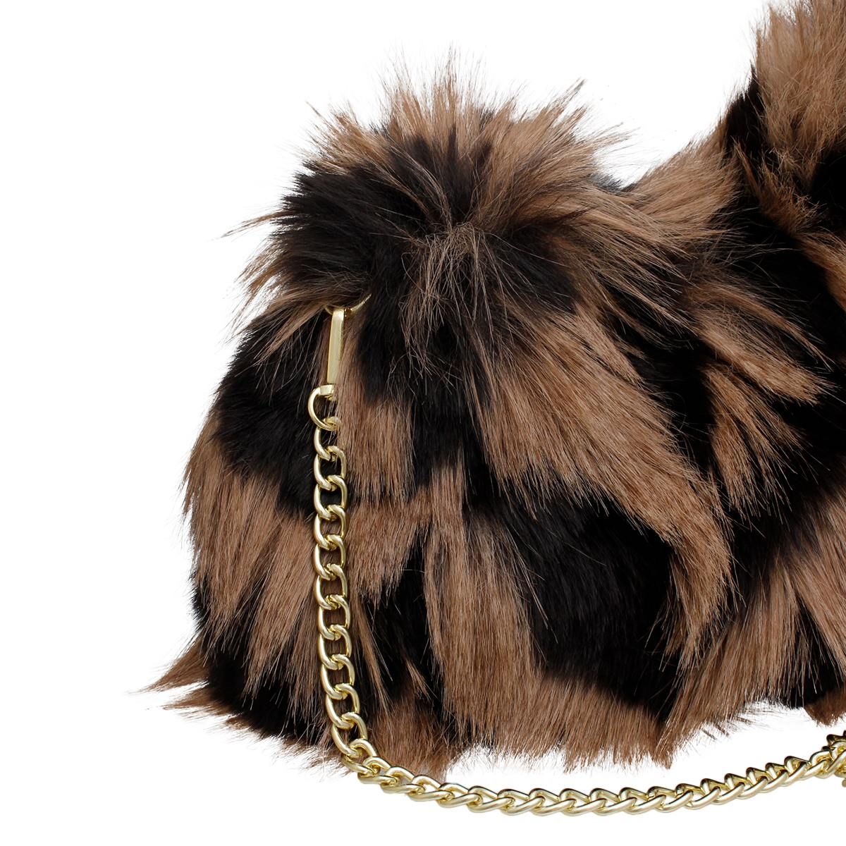 Shoulder Bag Brown and Black Fur Street Chic Purse
