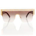 Brown gradient shield pave rhinestone brow line sunglasses women UV400 glam eyewear