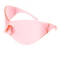 Pink mask wrap oversized shield sunglasses women futuristic UV400 eyewear bold