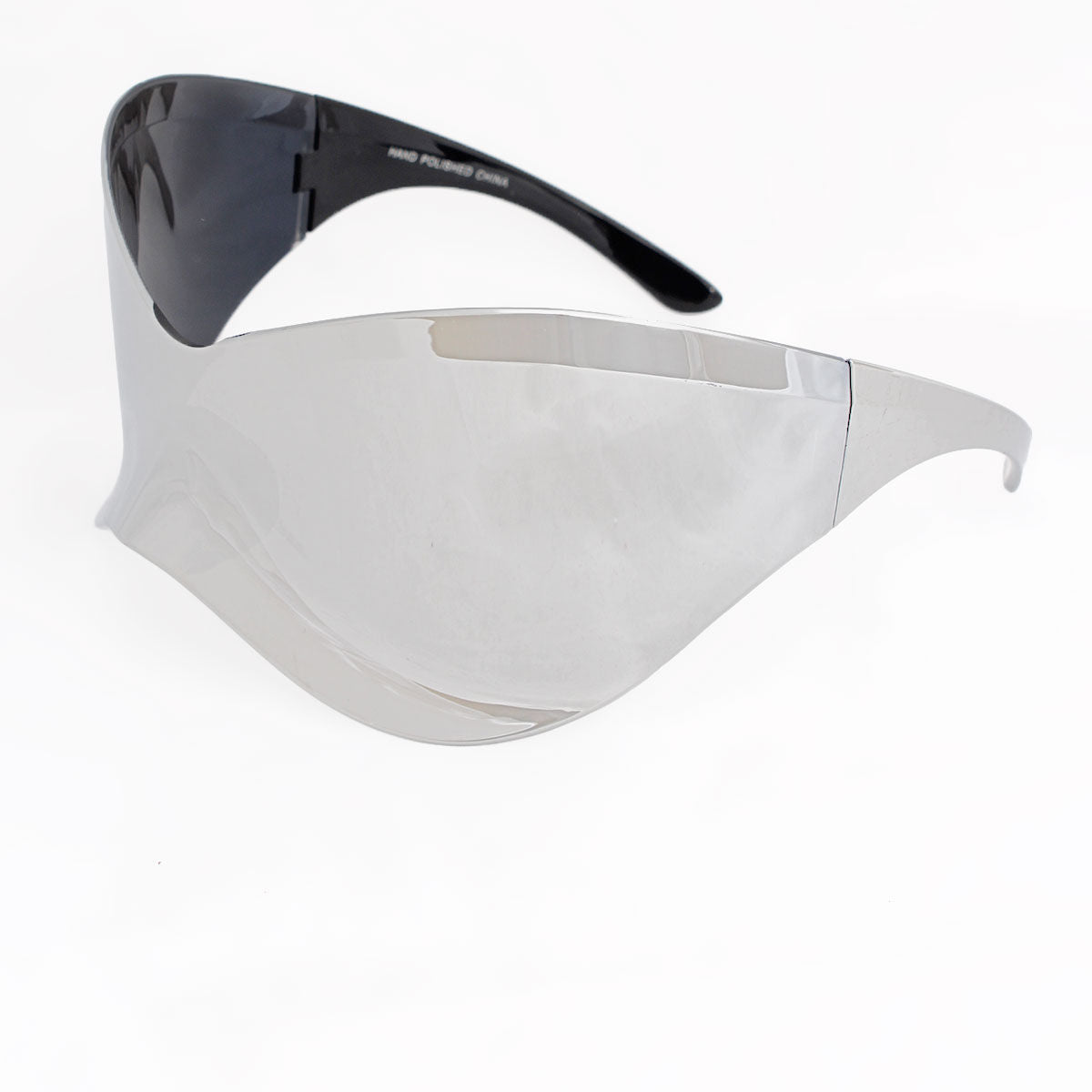 Silver mask wrap oversized shield sunglasses women futuristic UV400 eyewear sleek