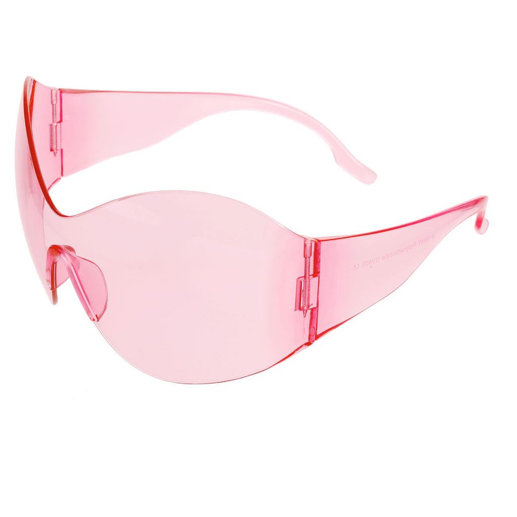Pink butterfly mask shield sunglasses women bold one piece lens UV400