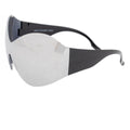Silver butterfly mask mirrored sunglasses women oversized visor UV400 eyewear bold