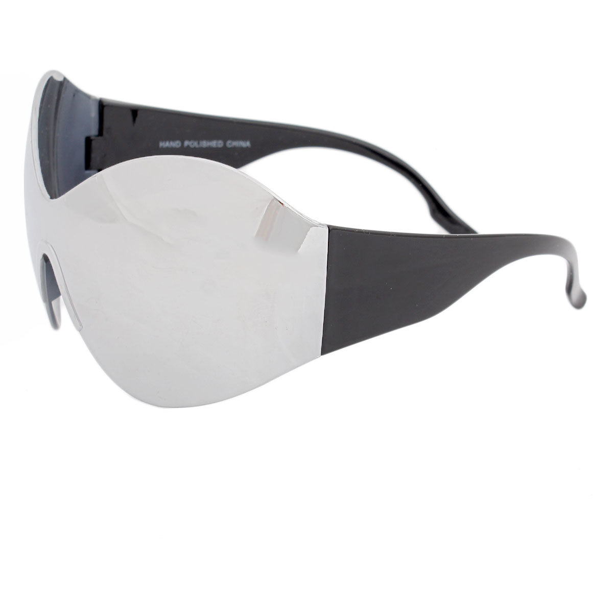 Silver butterfly mask mirrored sunglasses women oversized visor UV400 eyewear bold