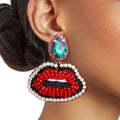 Green Teardrop Lips Valentine Earrings