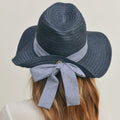 Navy striped bow fedora hat women boho beach casual fashion hat