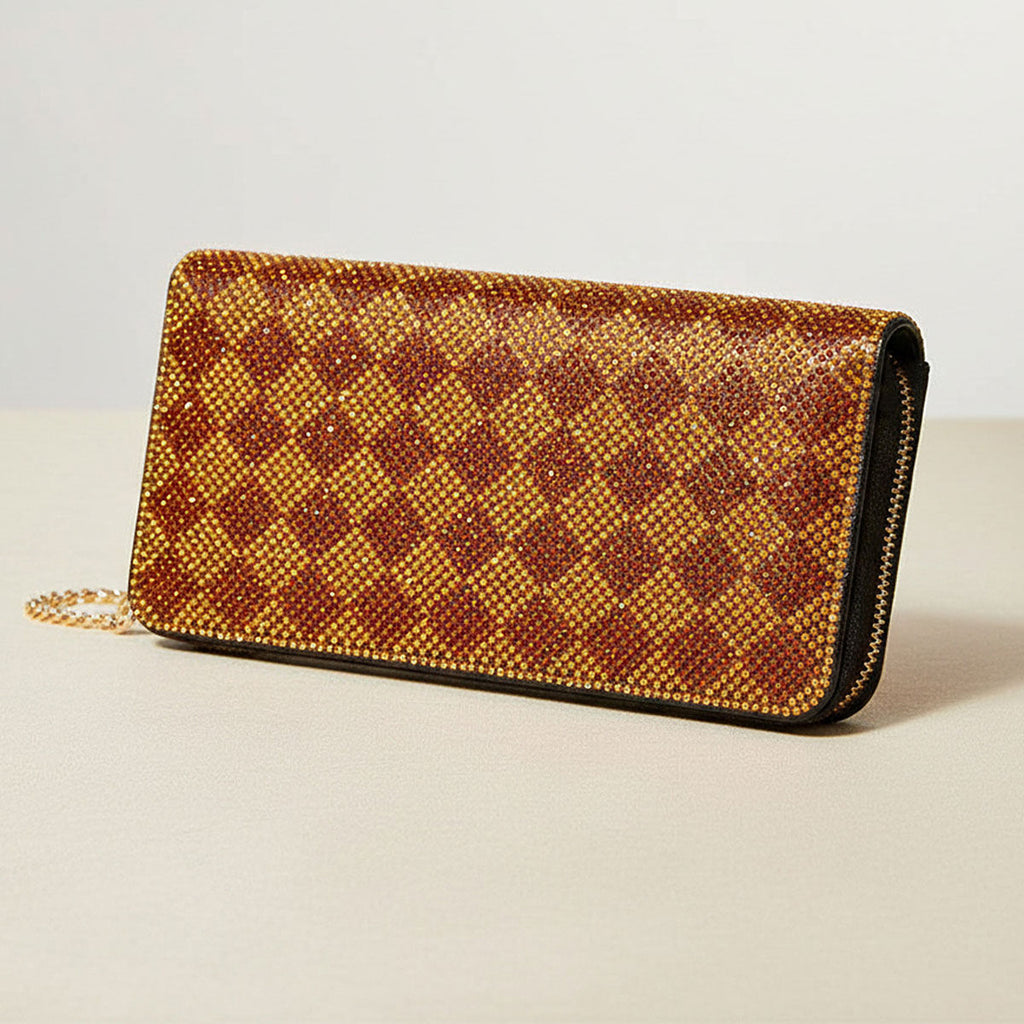 Harlequin Rhinestone Zippered Wallet