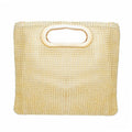 Gold rhinestone mesh square clutch formal evening handbag women