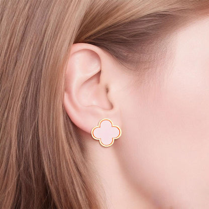 Clover Earrings Studs Gold Pink Quatrefoil Clover Earrings For Women