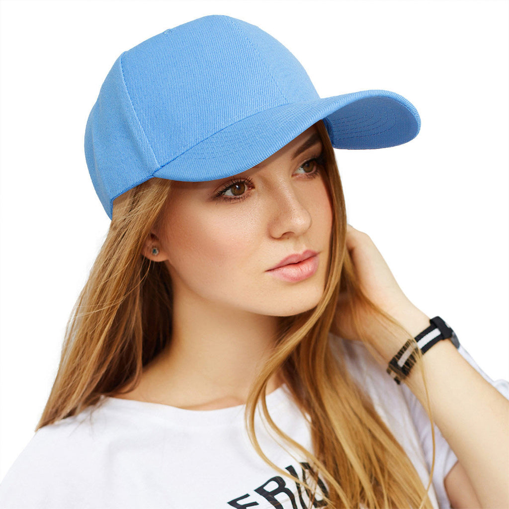 Blue canvas baseball cap women classic 5-panel sporty hat