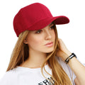Burgundy canvas baseball cap women classic 5-panel solid hat