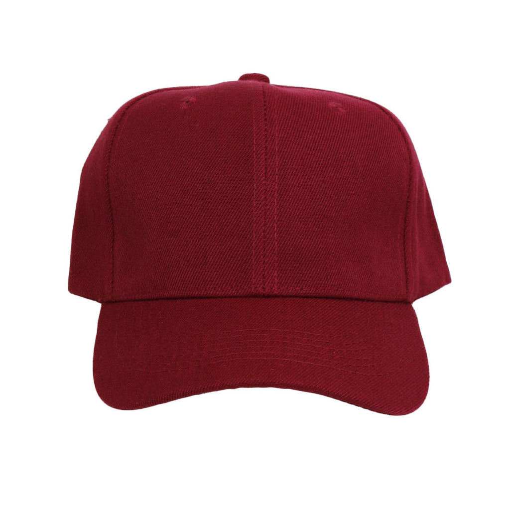 Burgundy canvas baseball cap side view 5 panel adjustable women