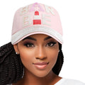 Pink leather Barbie baseball cap vegan leather rhinestone statement hat women
