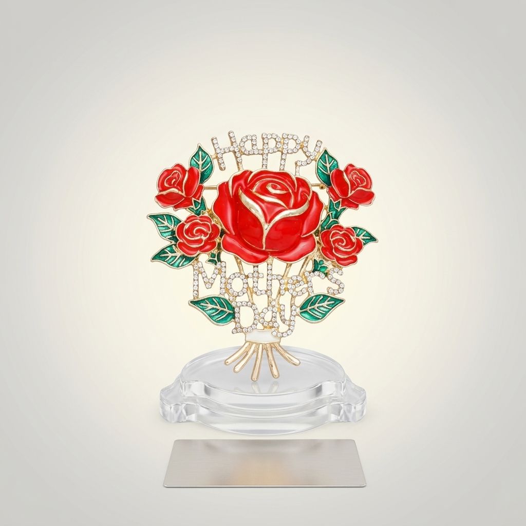 Brooch Pearl Mother's Day Red Rose Bouquet Pin