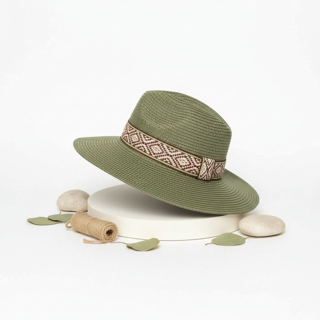 Olive Straw Panama Fedora