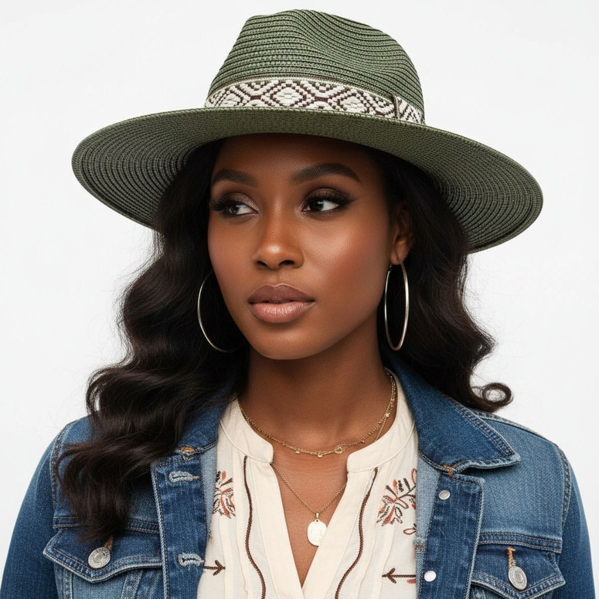 Olive Straw Panama Fedora