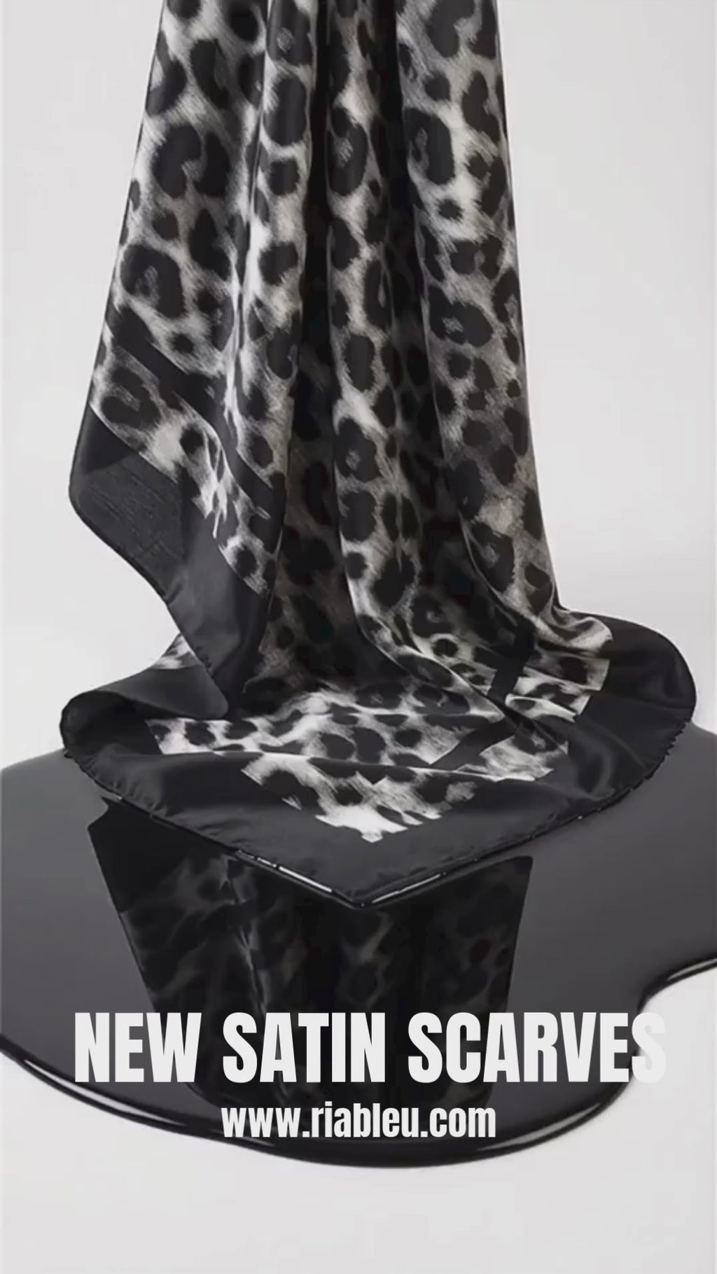 Leopard Satin Scarf - Scarves Black or Brown