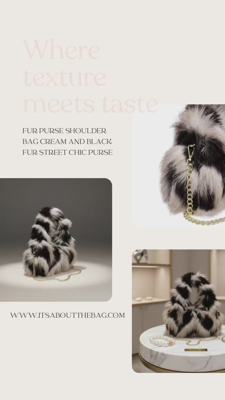 Fur Purse Shoulder Bag Brown and Black Fur Street Chic Purse