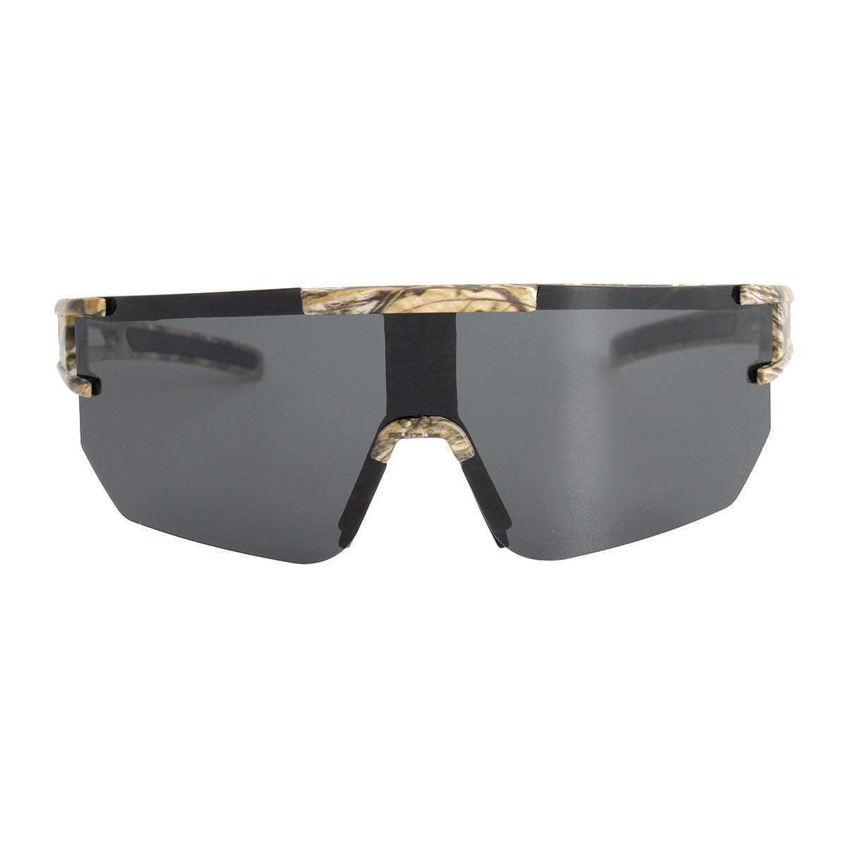 Polarized camo sunglasses women side profile sport frame detail