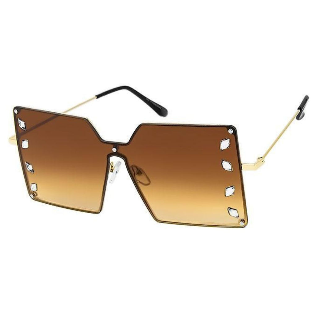Women's brown square stone sunglasses oversized statement shades UV400