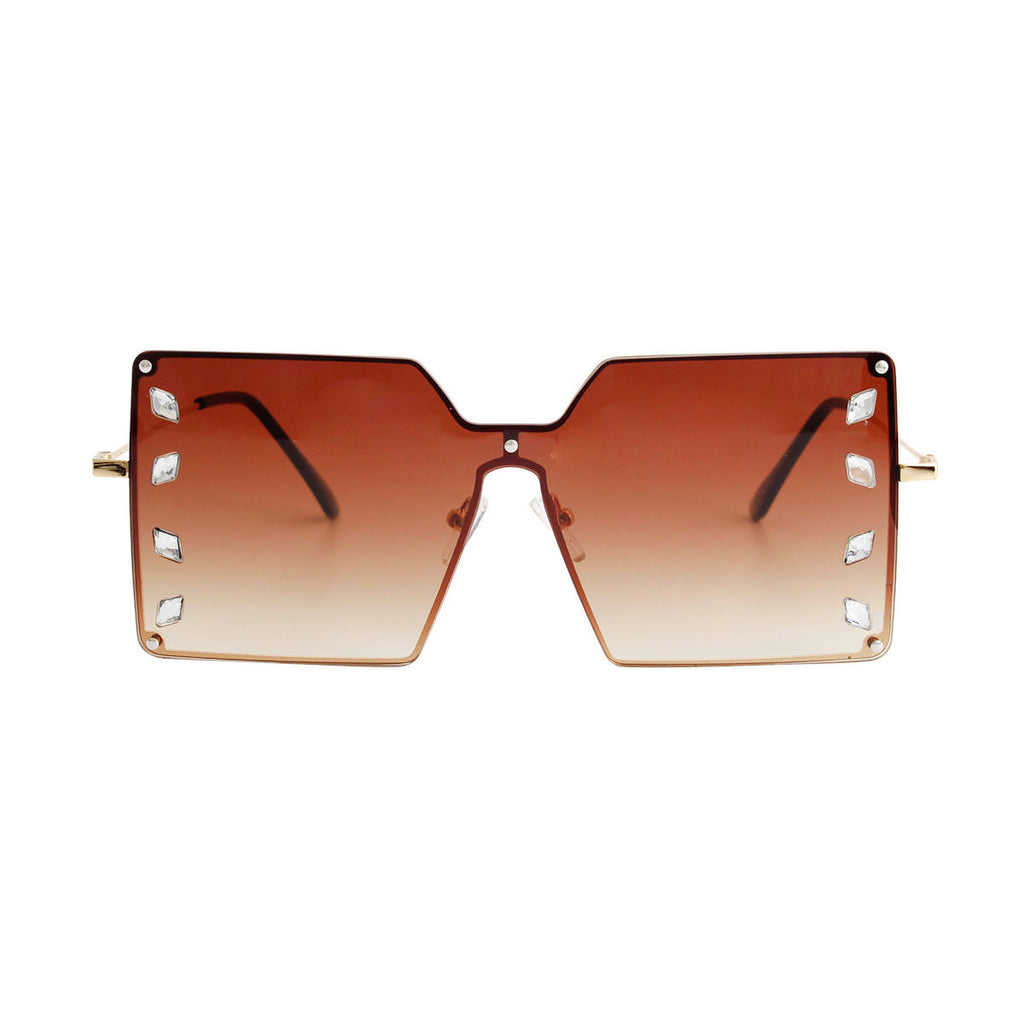 Brown square stone detail sunglasses side view close up