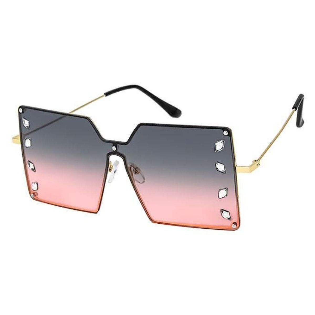 Purple square stone sunglasses women bold oversized statement UV protection