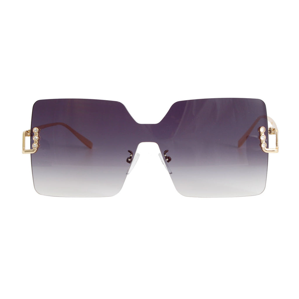 Black one piece square shield sunglasses women oversized UV protection bold