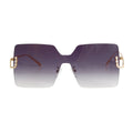 Black one piece square shield sunglasses women oversized UV protection bold