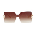 Brown one piece square shield sunglasses women oversized UV protection