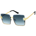 Black square clover sunglasses women bold statement frames UV protection