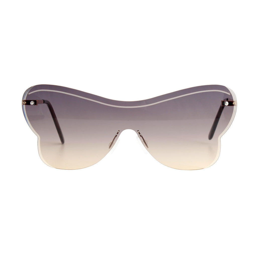 Black butterfly sunglasses one piece lens side profile view