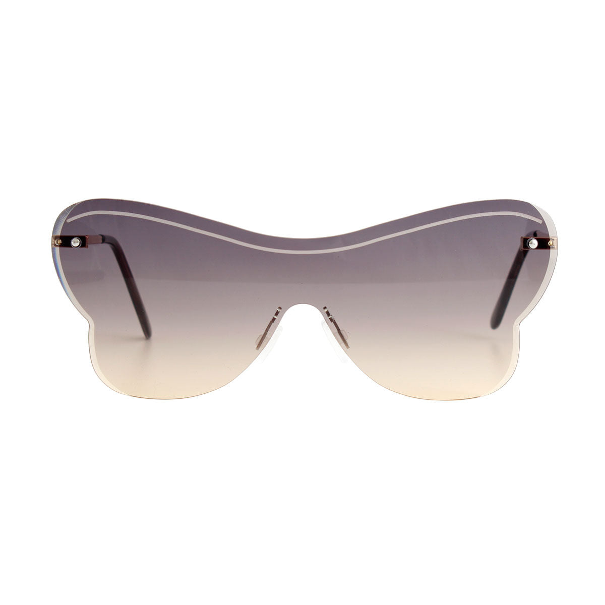 Black butterfly sunglasses one piece lens side profile view