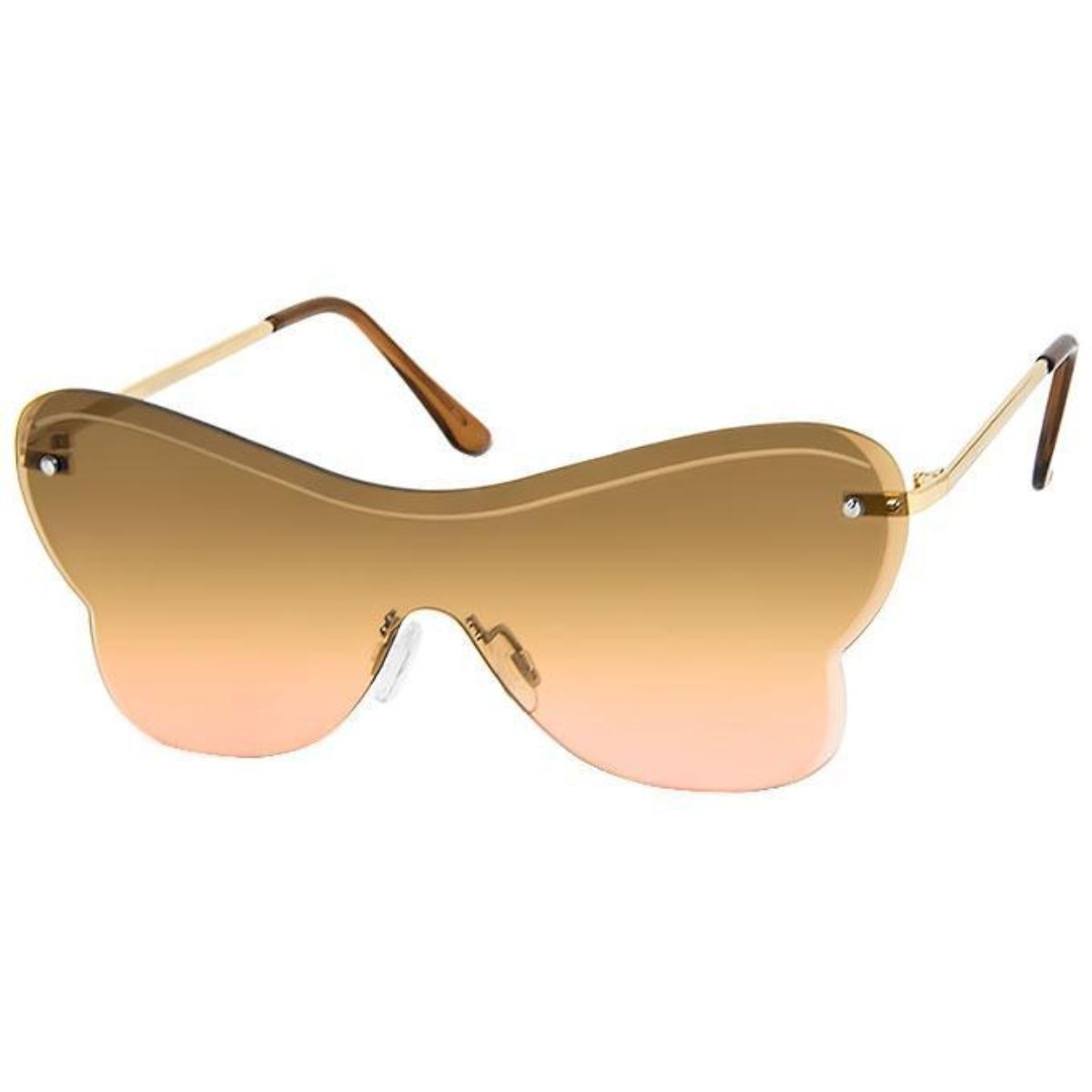 Brown one piece butterfly shield sunglasses women UV protection warm tone