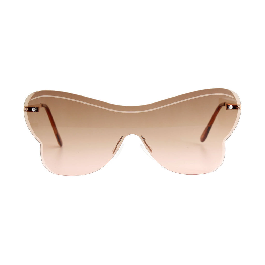 Brown butterfly sunglasses one piece lens side view detail