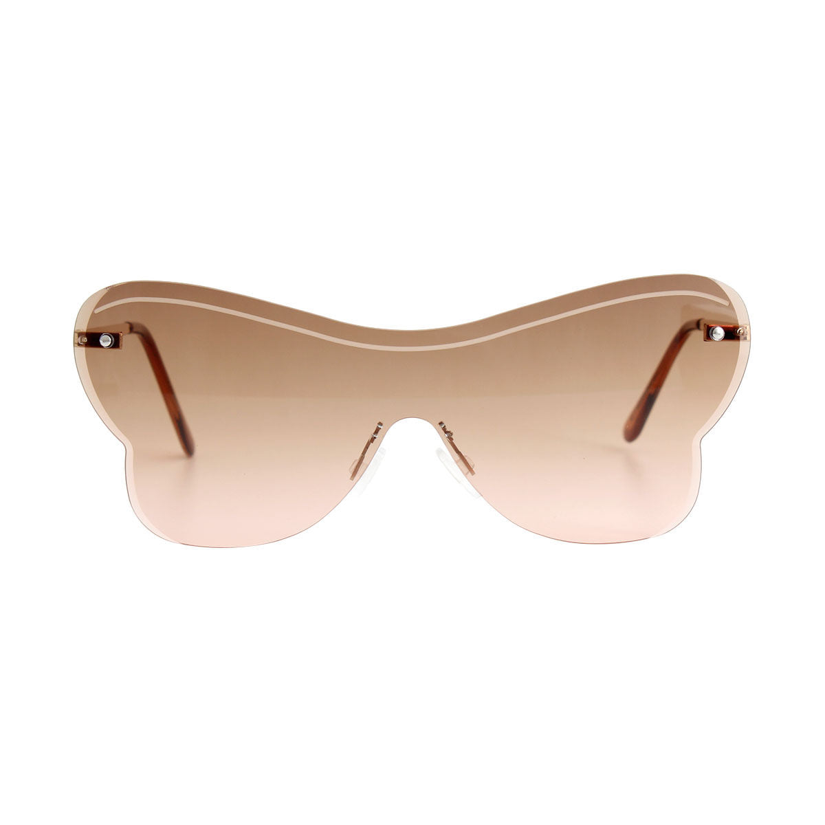Brown butterfly sunglasses one piece lens side view detail