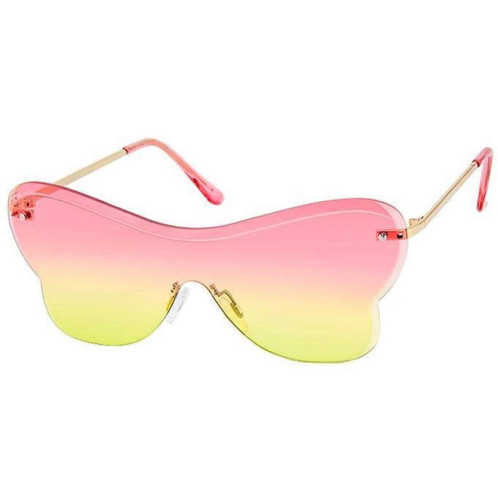 Pink one piece butterfly shield sunglasses women UV protection bold