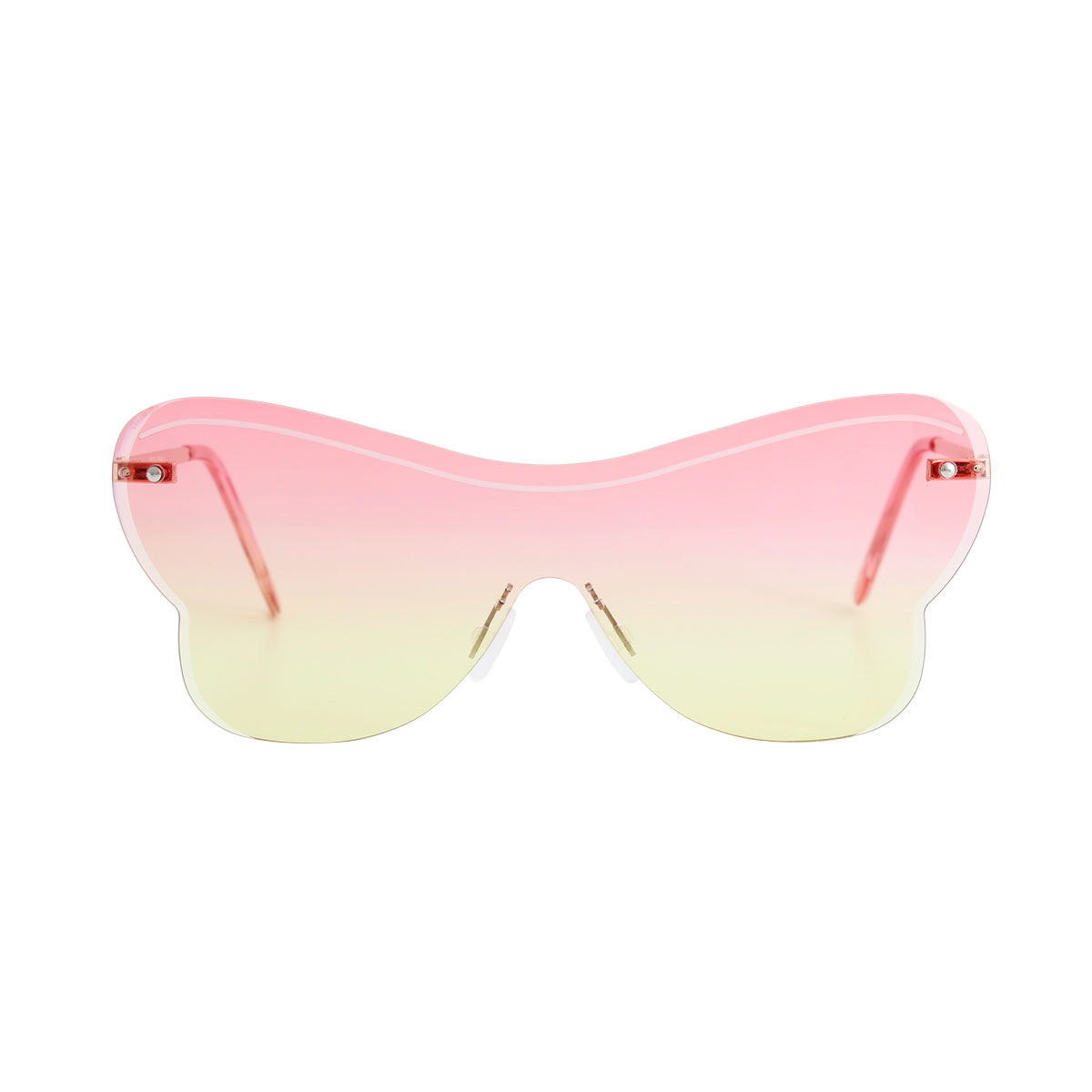 Pink butterfly sunglasses one piece lens front view