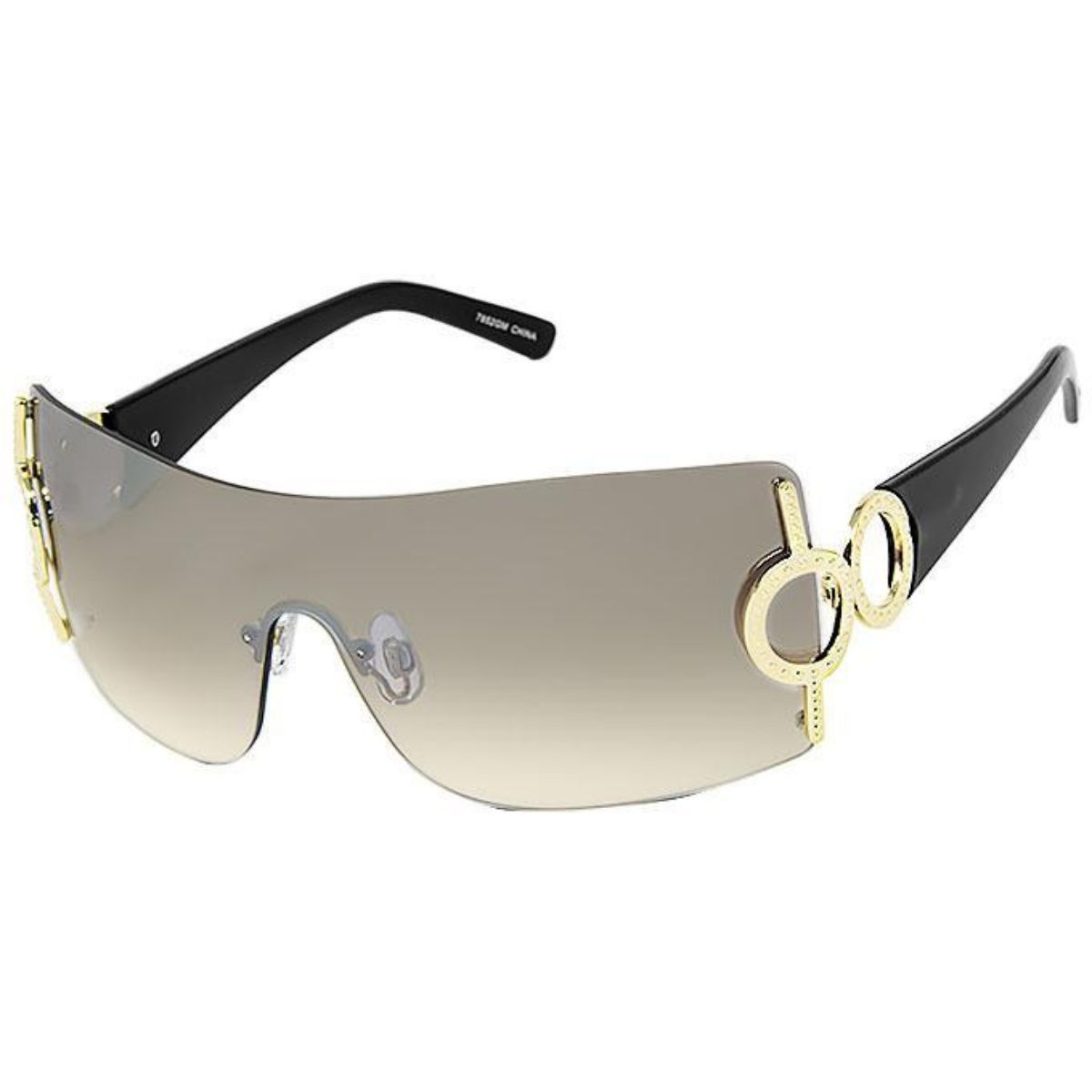Black gold circle round sunglasses women retro UV protection