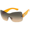 Women's orange rimless butterfly sunglasses Y2K shield rhinestone detail UV400