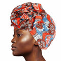 Orange tribal flower knot turban women sun protection head wrap accessory vibrant