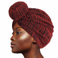 Red stripe donut knot turban women stretch head wrap hair accessory bold