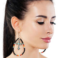 Black bead teardrop cross earrings handcrafted boho faith statement jewelry women